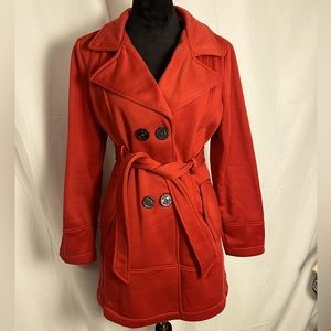 NWOT Big Chill barn-red midi sailor style- trench jacket w/anchor buttons